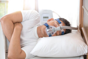 person using cpap machine